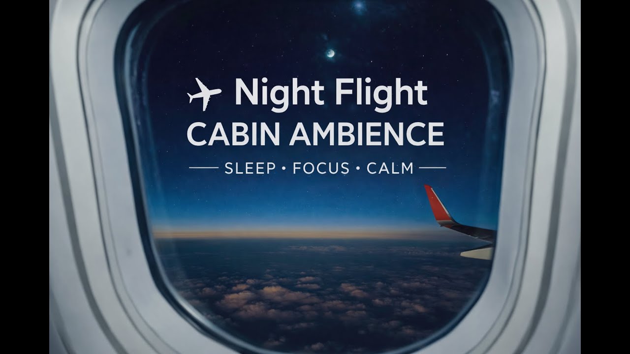 Night Flight Cabin Ambience ✈️ Engine Hum for Deep Sleep & Focus (1 Hour)