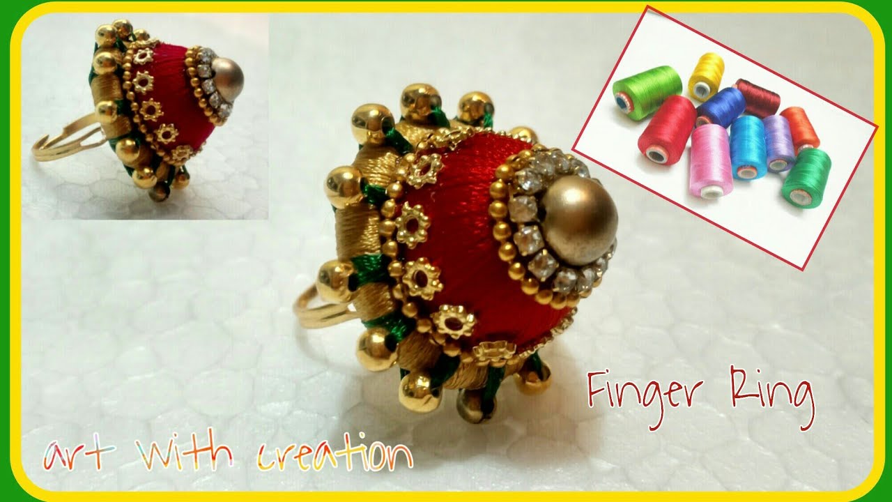 Diy: how to make Finger ring at home with silk trhed | Art With ...
