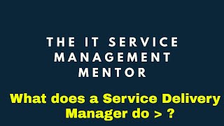 What does a Service Delivery Manager do ?
