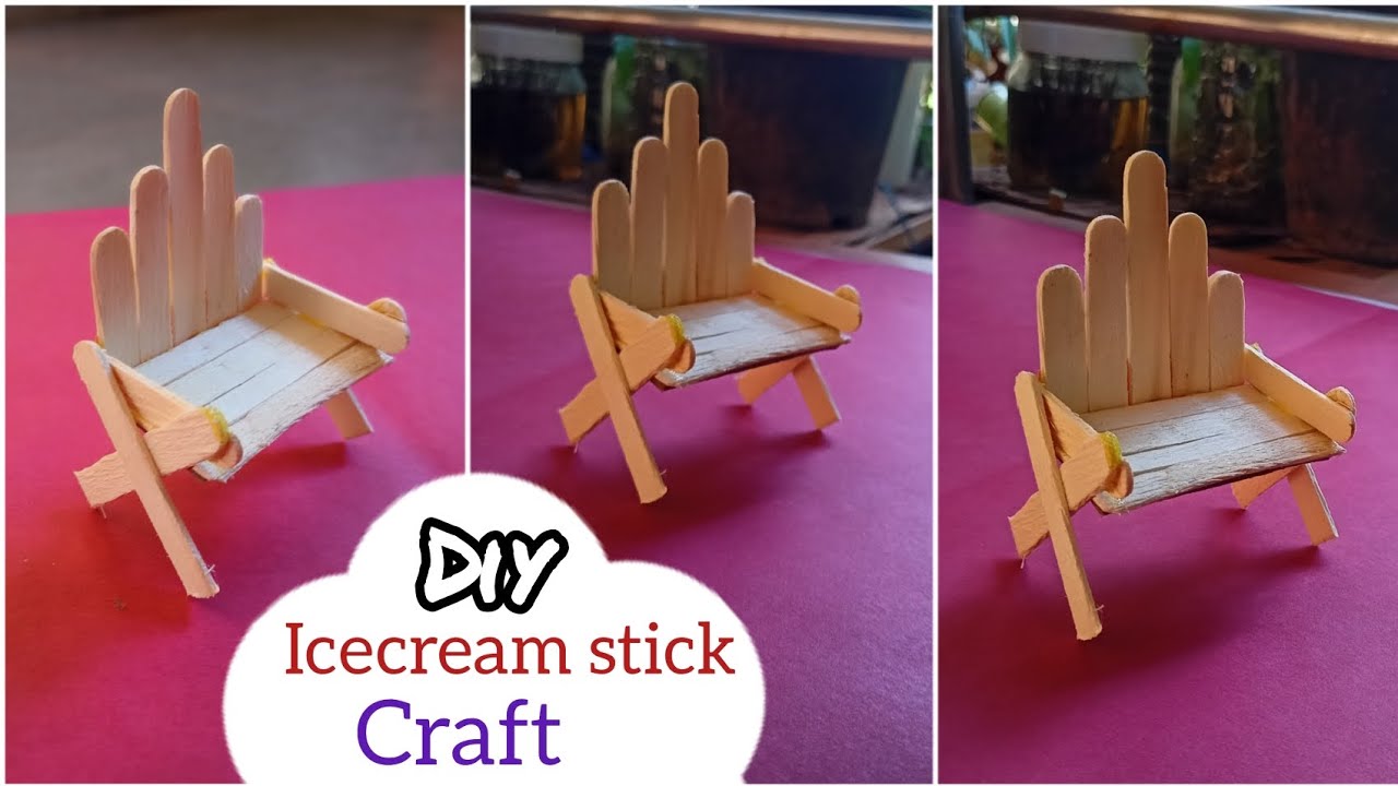 Icecream stick crafts /How to make chair from icecream stick chair