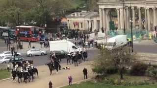Royal Guard horse fail at Wellington Arch, London, UK