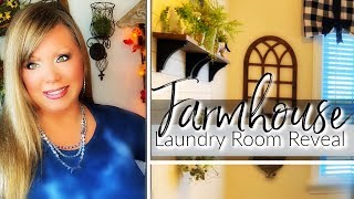FARMHOUSE LAUNDRY ROOM - DECORATE WITH ME!! DIY WINDOW VALENCE!