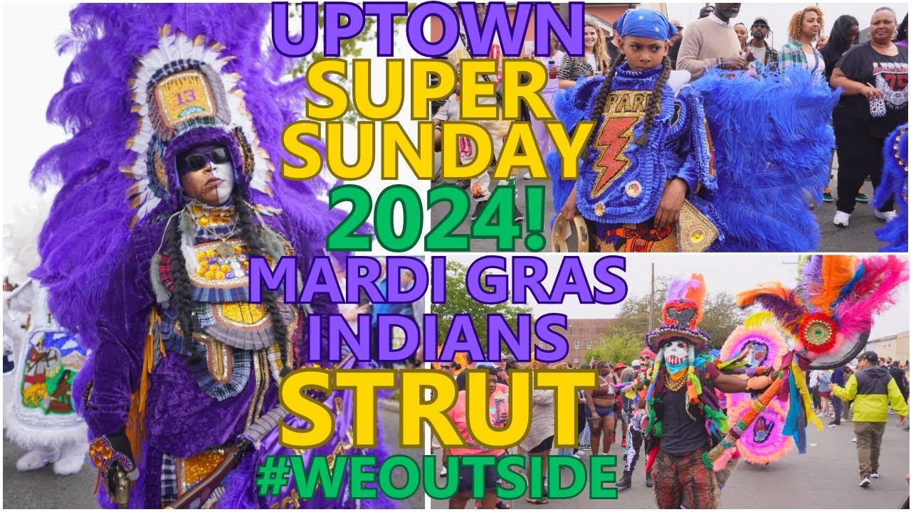 Super Sunday 2024! The Mardi Gras Indians Strut! The Suits are Amazing  AGAIN in 2024! #weoutside 