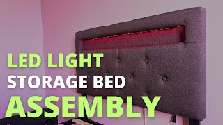 Rolanstar Bed Frame with Charging Station and LED Lights Assembly | Orren Ellis Storage Bed with LED