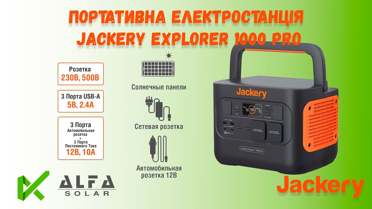 Jackery Explorer 1000 Pro + 2 x SolarSaga 100W - купить зарядную