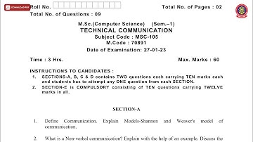 MSC 1ST SEM CS TECHNICAL COMMUNICATION JAN 2023 | PTU