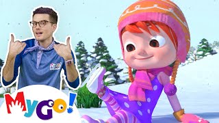 winter song fun in the snow cocomelon nursery rhymes kids songs mygo sign language for kids