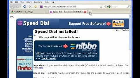 Setting up or configuring Speed Dial a Firefox addon extension
