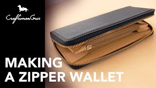 Making Leather Wallet : Long Zipper Wallet #LeatherAddict EP30