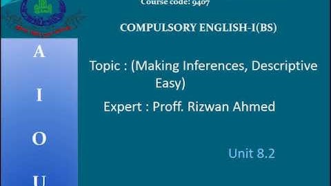 Compulsory English-1(9407, 1423) | Program 14 | Making Inferences | Descriptive Easy | AIOU