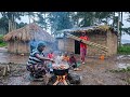 Strong Mother Preparing A Traditional Breakfast For Her Children in Rain 🌧️
