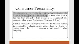 Consumer Personality in Consumer Behavior