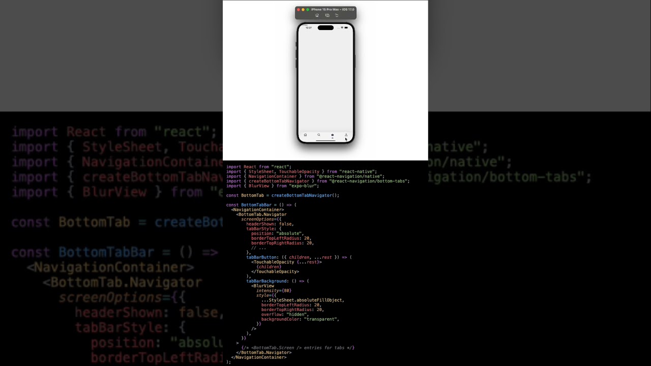 Tutorial: Custom Touch Effect on Bottom Tabs | #reactnative #shorts
