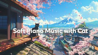 Vinyl Girl Soft Piano Music ☀️ makes you feel positive and good mood ~ Relaxing Vibes with Cat