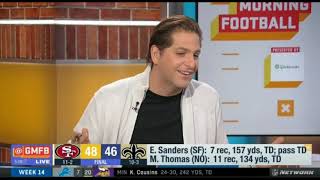 💌 Nate Burleson heated debate 49Ers defeat Saints 48-46, J.Garoppolo (SF): 26-35, 349 yds, 4 TD, IN