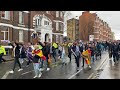 Real Madrid fans arriving at Stamford Bridge to watch the match with Chelsea