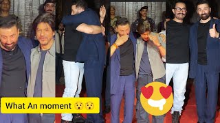 When Sunny Deol Giving Hug Aamir Khan Shahrukh Khan Leaving From Grand Success Party Of Gadar 2