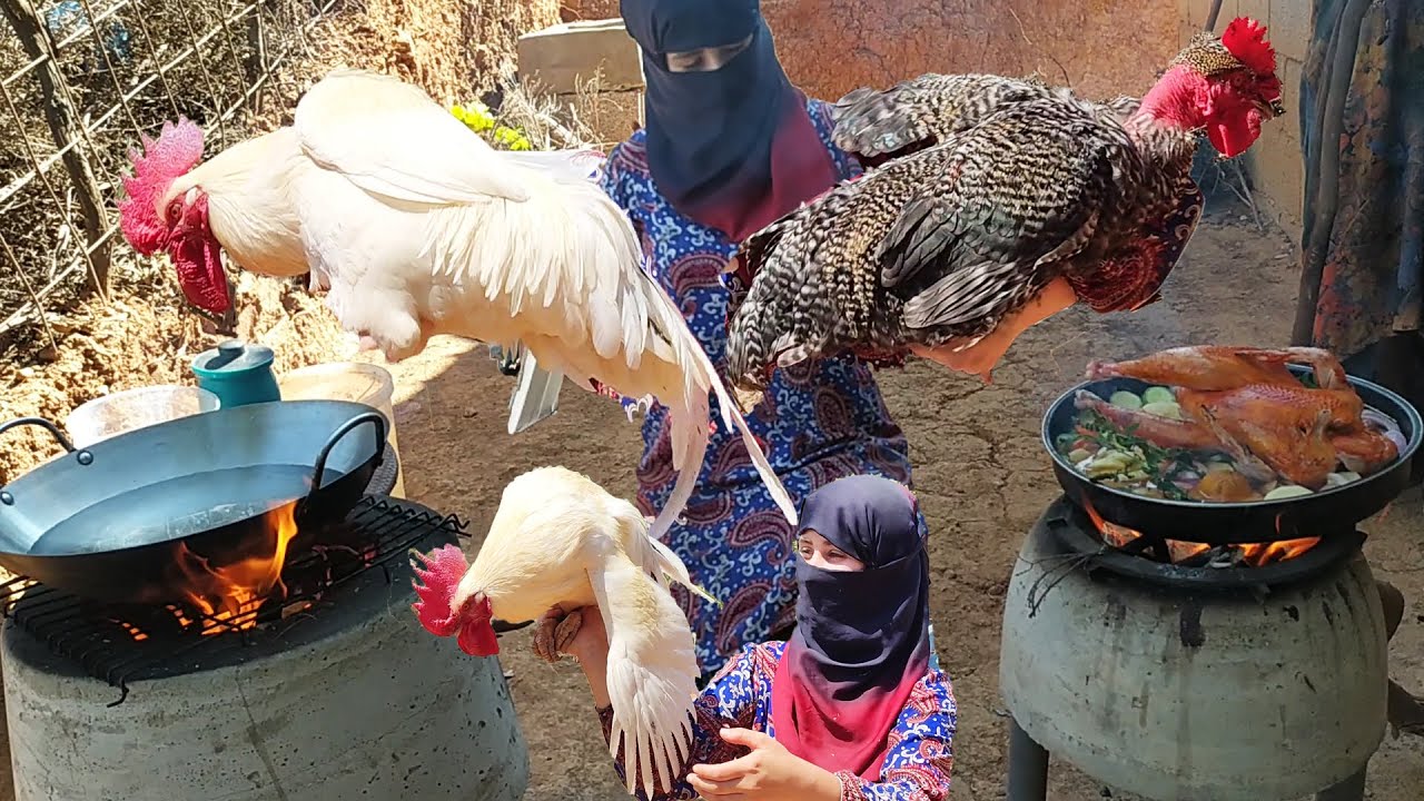 وليمة عاشوراء 🐓الامساك بديك وتحضير اشهر الاطباق