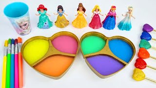 Satisfying Video I How to make Princess Lolipops in to Heart Pool AND Rainbow Painted Cutting ASMR