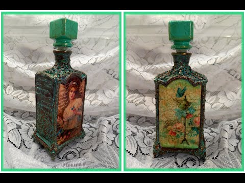 Винтажный декупаж бутылки. Винтажный декупаж бутылки.