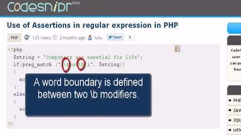 PHP tutorial :Use of Assertions in regular expression in PHP