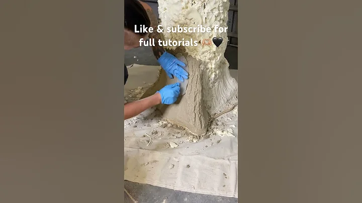 Concrete stamping a prop tree 🌲#concrete #concretestamp #texture #art #women #femaleartist #diy