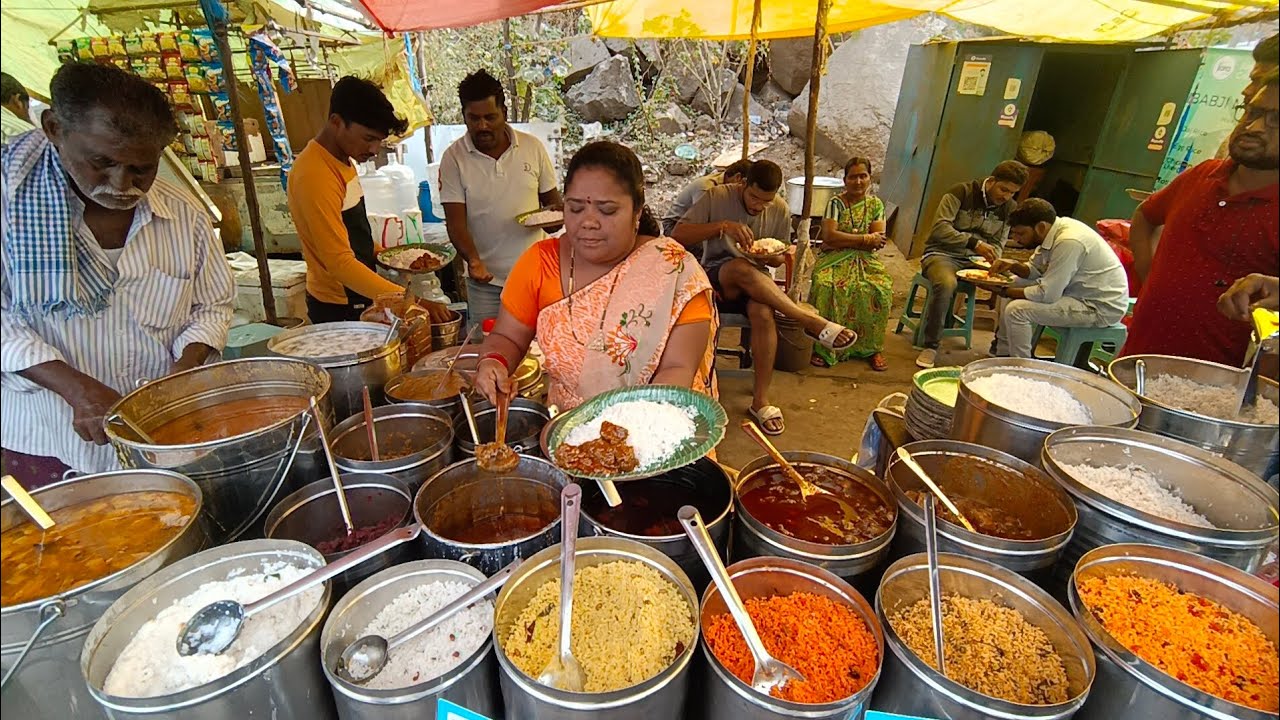 famous roadside street food hard working women | cheapest sales unlimited meels veg 90 nonveg100