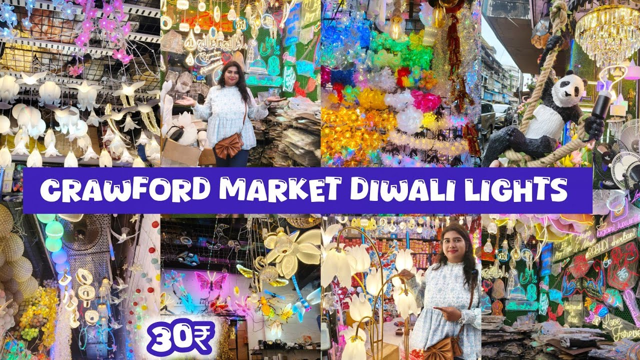 Crawford Market 🪔 Diwali Lights 30rs / Curtain Lights Balls Bar Lights NeonBoards At Wholesale Price