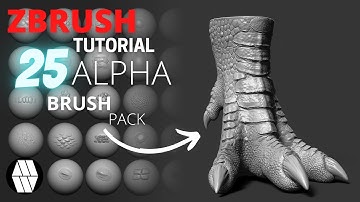 ZBRUSH Tutorial - 25 Alpha Brush Pack Demonstration