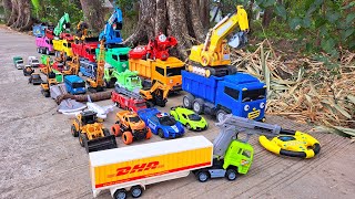 Mobil Truk Tronton Panjang Penuh Mainan Excavator, Truk Molen, Crane, Mobil Pemadam, Kereta Api