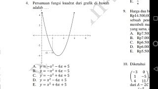 Persamaan fungsi kuadrat diketahui titik puncak pembahasan soal unbk
matematika smk akp 2018