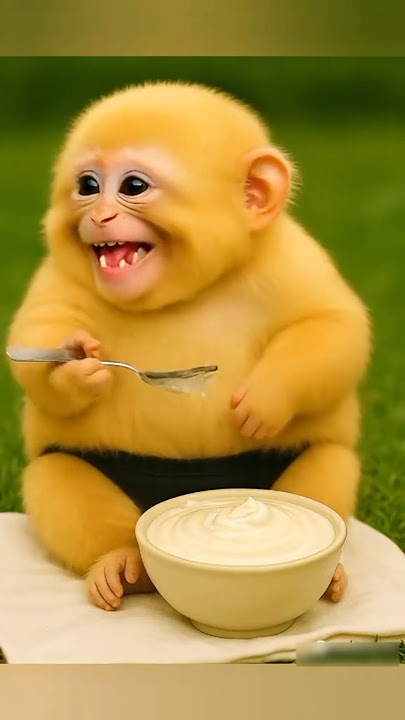 Baby Monkey Tries Cerelac for the First Time 🍼😂 | Cutest Reaction Ever! #babymonkey #funnyanimals