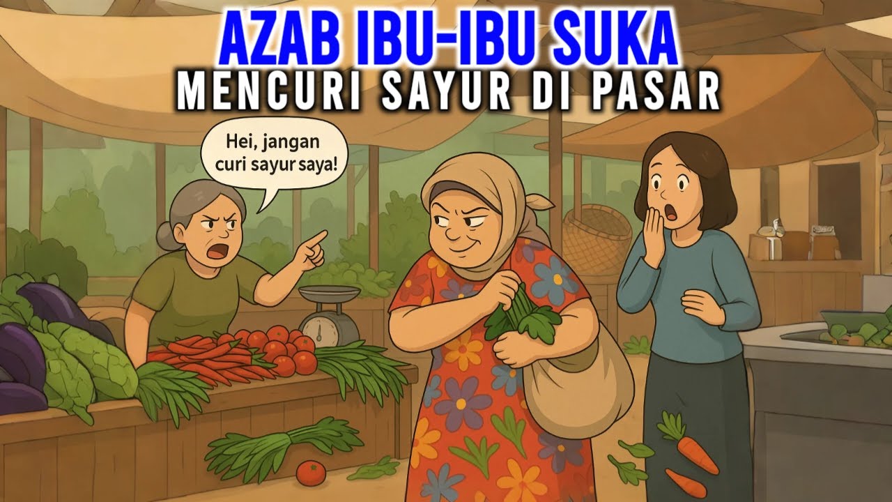 AZAB IBU-IBU SUKA MENCURI SAYUR DI PASAR | ANIMASI AZAB
