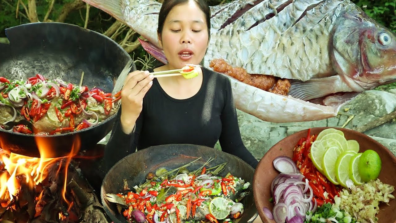 Survival Skills Cooking - Cook Soup fish spicy tasty I like to eat # 303