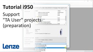 Lenze i950 servo inverter: Support TA User projects (Preparation)