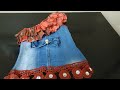 إعادة تدوير الملابس القديمة 👗 خياطة فستان طفلة من بنطلون جينز  قديم بكل سهوله 👖👗