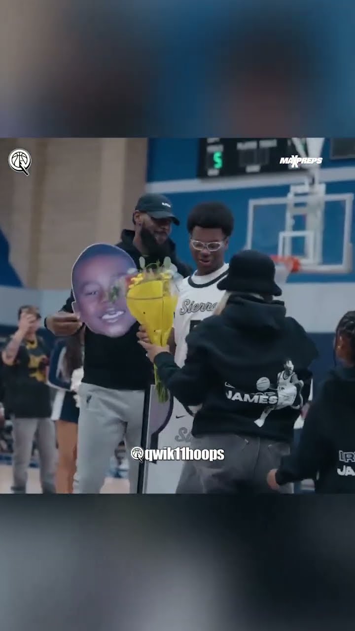 The whole James family pulled up for Bryce James' HS senior night ❤️ (via @qwik11hoops, @maxpreps)