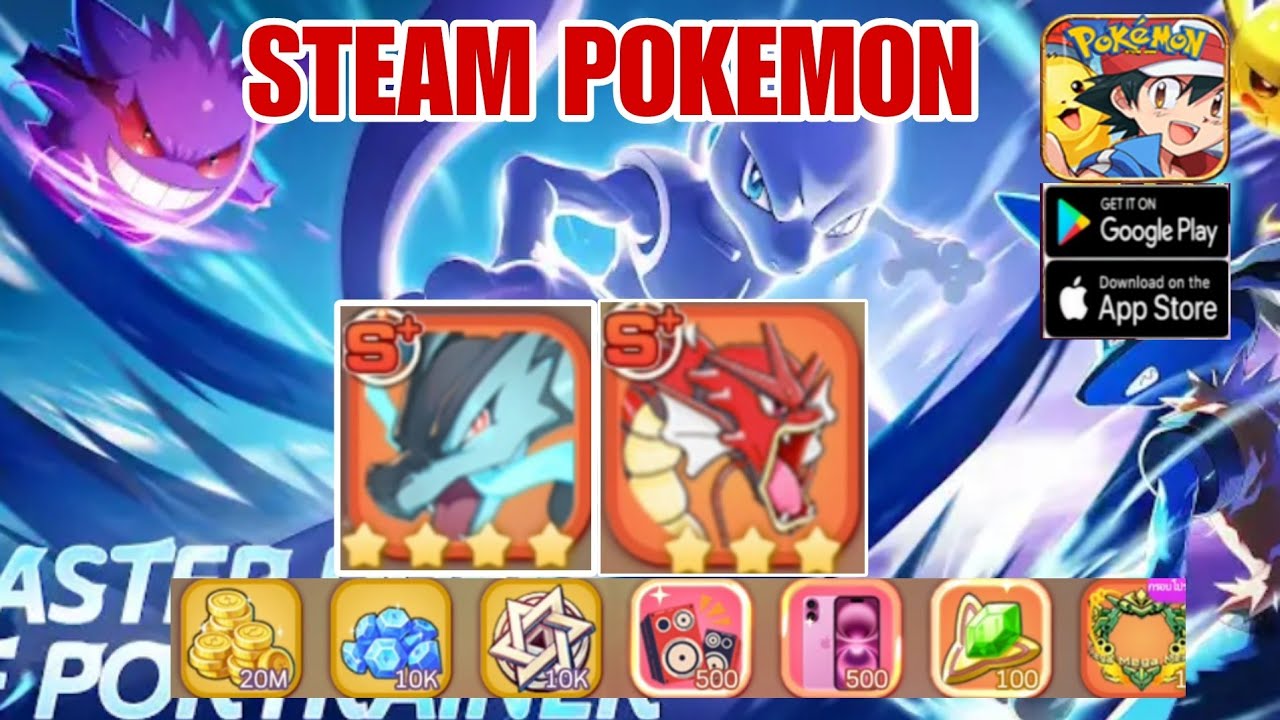 STEAM POKEMON Gameplay V5 & S+ Mega Charizard X & D+ Mutant Gyaradoz - Pokemon Game Android