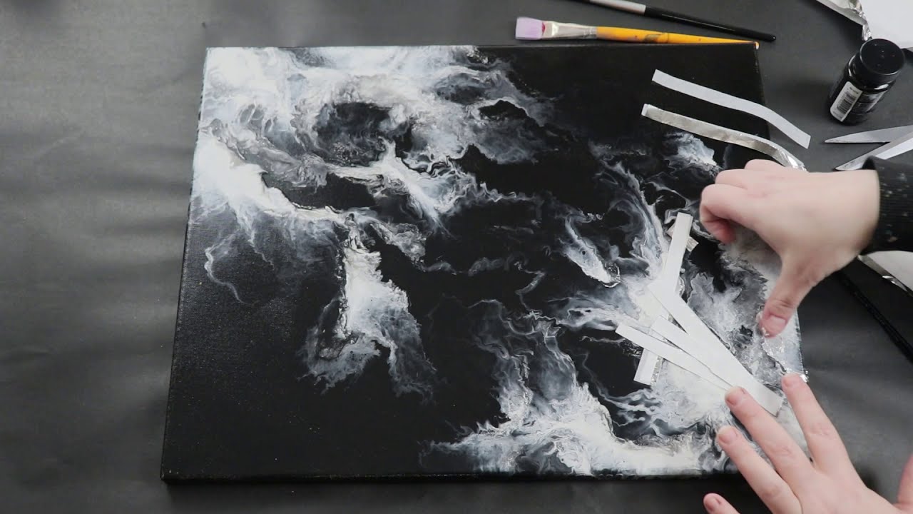 (541) Embellished Acrylic Painting with Silver Leaf YouTube