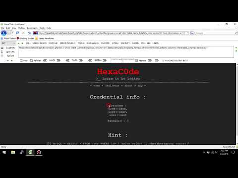 SQL injection   Basic challenge 1   Bring credentials Without DIOS   Hexac0de
