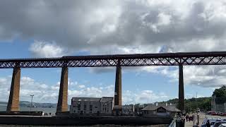 LNER Azuma crossing over the Forth Rail Bridge from Aberdeen to London Kings Cross