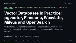 Vector Databases in Practice: pgvector, Pinecone, Weaviate, Milvus and OpenSearch | Trailer