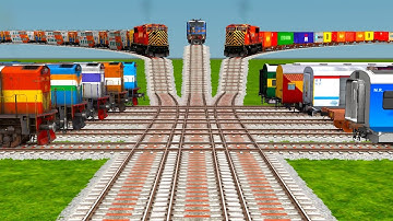 13 Trains At Diamond Coupling Crossing On Risky Railroad Tracks |train simulator classic 2024 #train