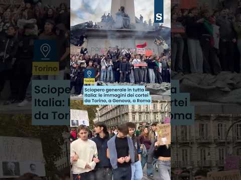Video SCIOPERO generale in tutta ITALIA: le immagini dei CORTEI da TORINO, a GENOVA, a ROMA