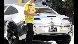 justin bieber car  - chrome wrapped fisker karma, So Shiny!