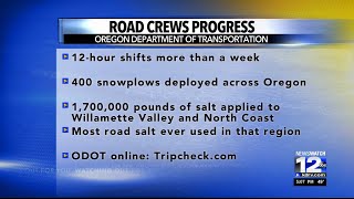 Oregon road crews make progress; make record for most road salt ever used