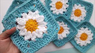 Daisy Flower Granny Square  Tutorial