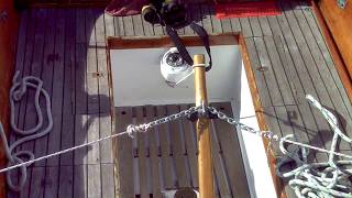 Hebridean self-steering wind vane on a traditional boat in Scotland