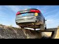 If the rear wheels of a rear wheel drive car both fall off a curb, here's a trick to get it out