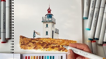 Timelapse Drawing with COPIC Markers | Lighthouse